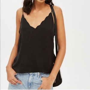 Topshop Black Scalloped Cami Tank Top